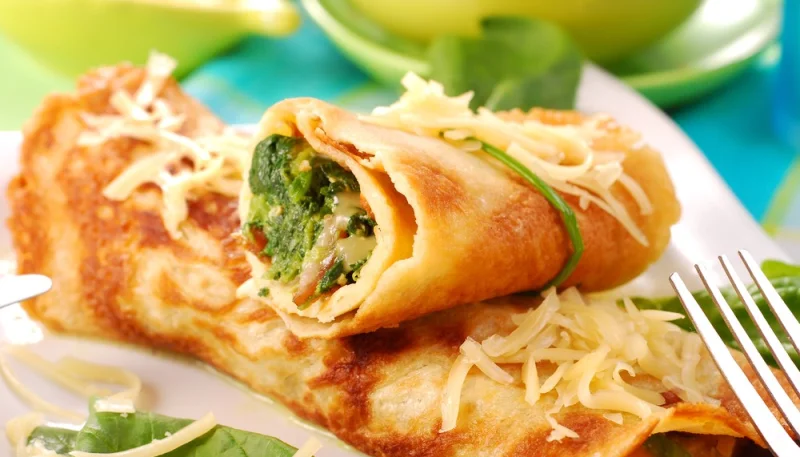 Crêpes aux épinards et chèvre frais