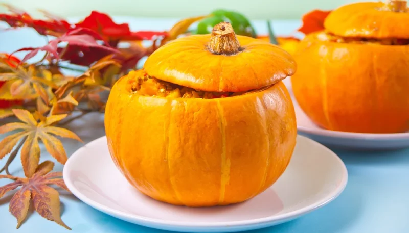 Potimarron farci au reblochon et aux lardons