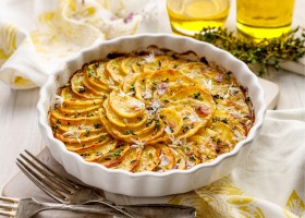 Tian de pommes de terre, fenouil et oignons
