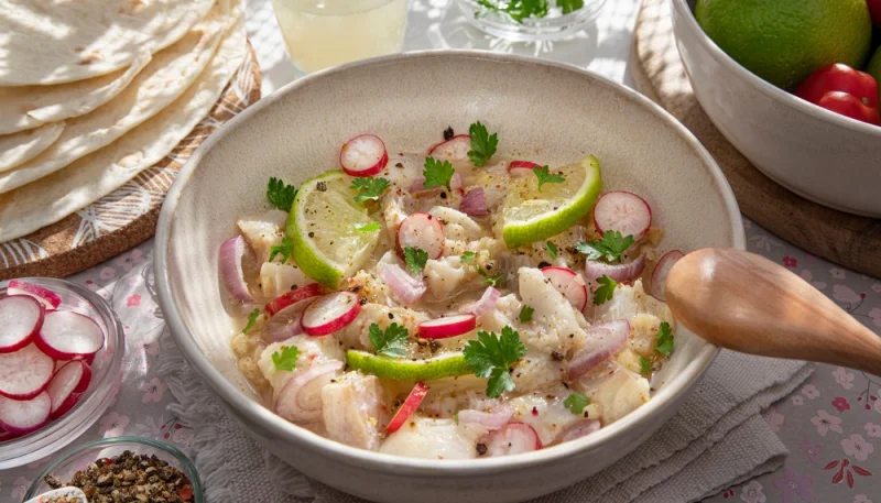 Ceviche de lieu noir et cabillaud