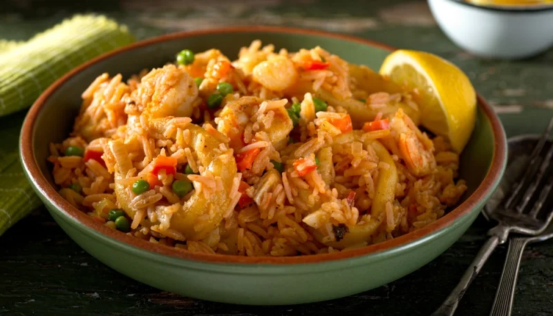 Riz au curry et au calamar
