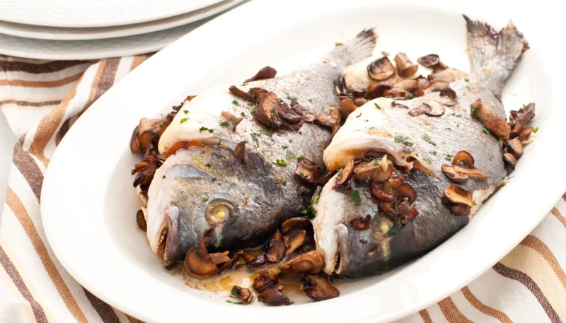 Dorade farcie aux champignons