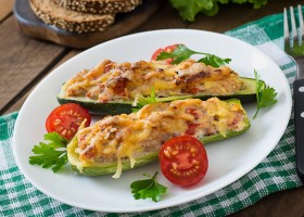 Courgettes farcies aux lardons et au fromage