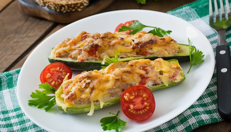 Courgettes farcies aux lardons et au fromage
