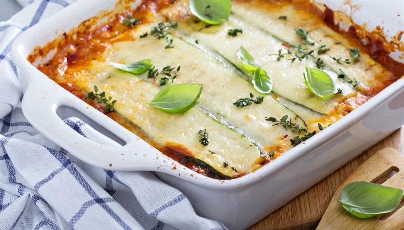 Lasagne de courgettes au jambon de poulet