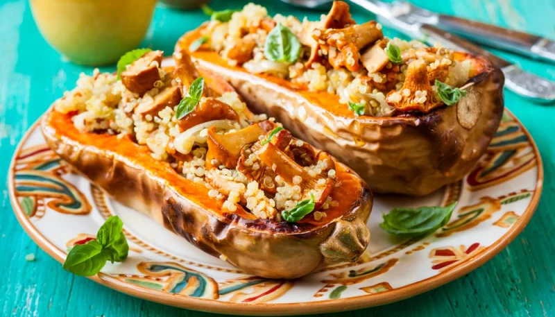Butternut farcie aux champignons