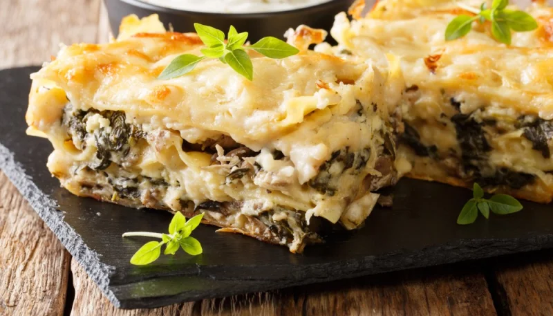 Lasagnes au poulet et aux champignons