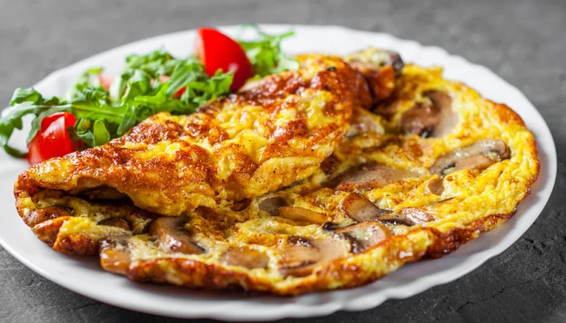 Omelette lardons champignons