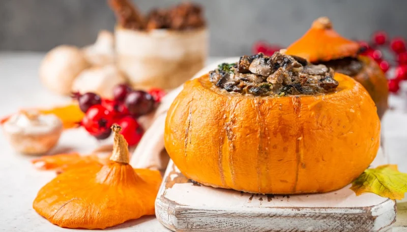 Potimarron farci aux champignons