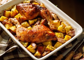 Poulet au four et pommes de terre