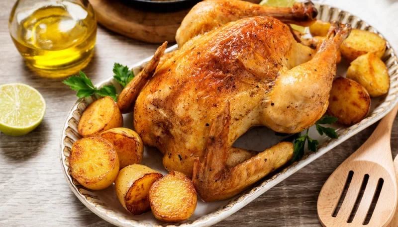 Poulet rôti pommes de terre