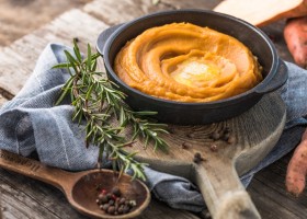 Purée de patates douces au foie gras confit