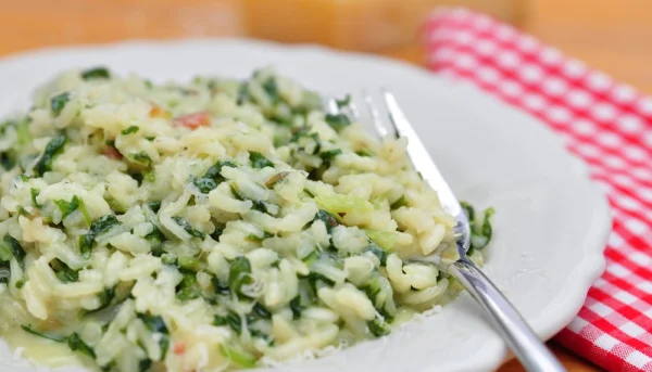 Risotto au brie et aux poireaux