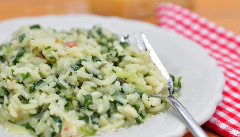 Risotto au brie et aux poireaux