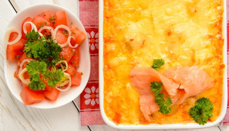 Gratin de pommes de terre au saumon fumé