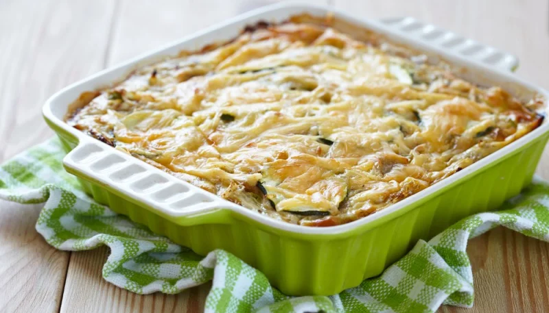 Gratin de courgettes et pommes de terre aux lardons