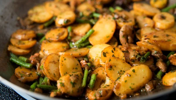 Poêlée de pommes de terre et haricots verts