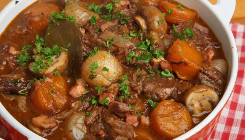 Bœuf bourguignon aux carottes et pommes de terre