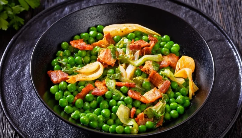 Poêlée de petits pois et lardons au Cookeo