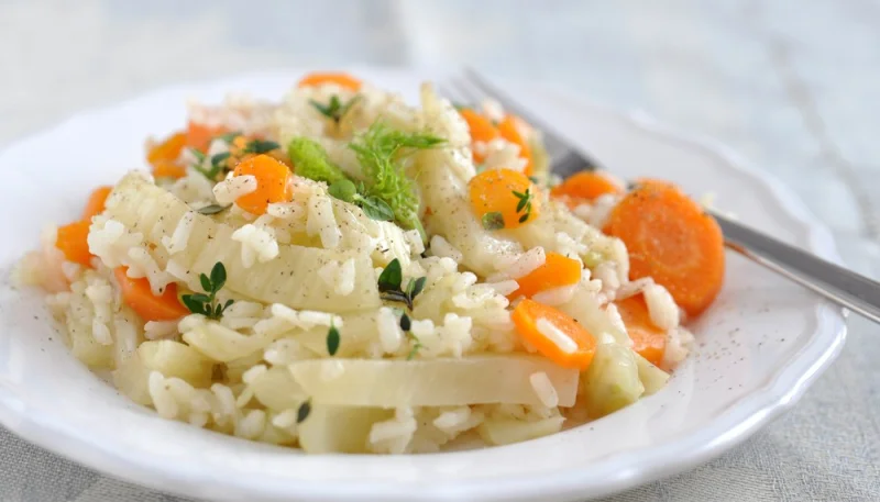 Risotto aux poireaux et aux carottes