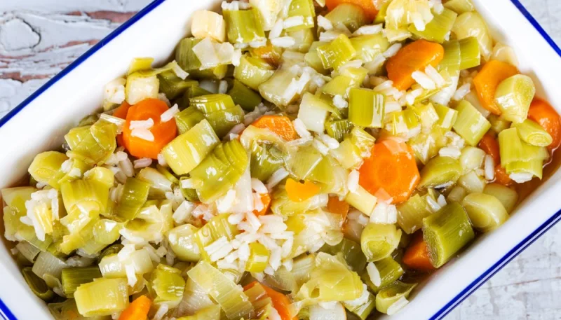 Riz aux carottes et poireaux