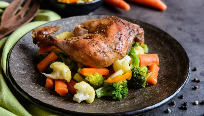 Canard aux légumes de printemps