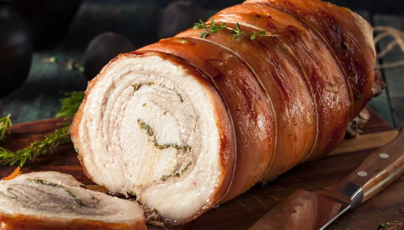 Porchetta et petits légumes rôtis