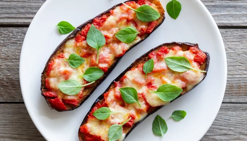 Aubergine farcie végétarienne mozzarella