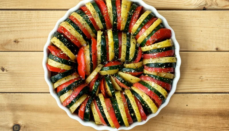 Tian courgette aubergine