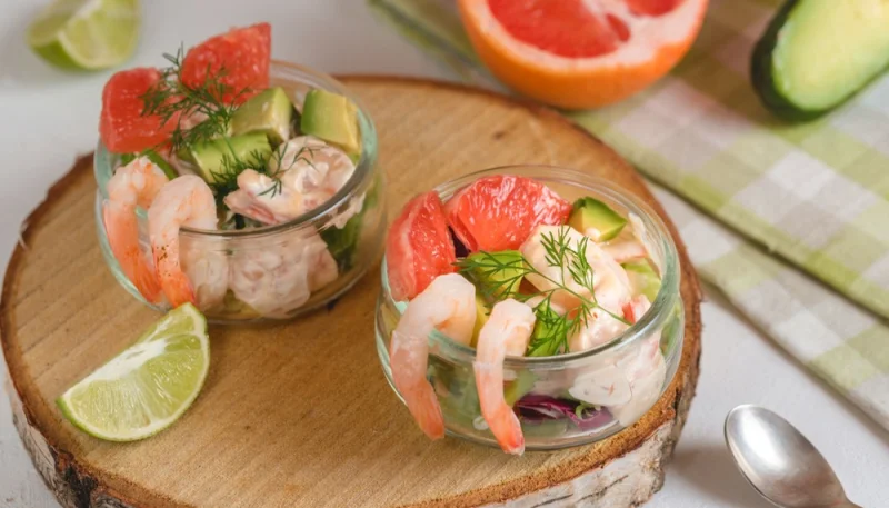 Verrine avocat crevette pamplemousse