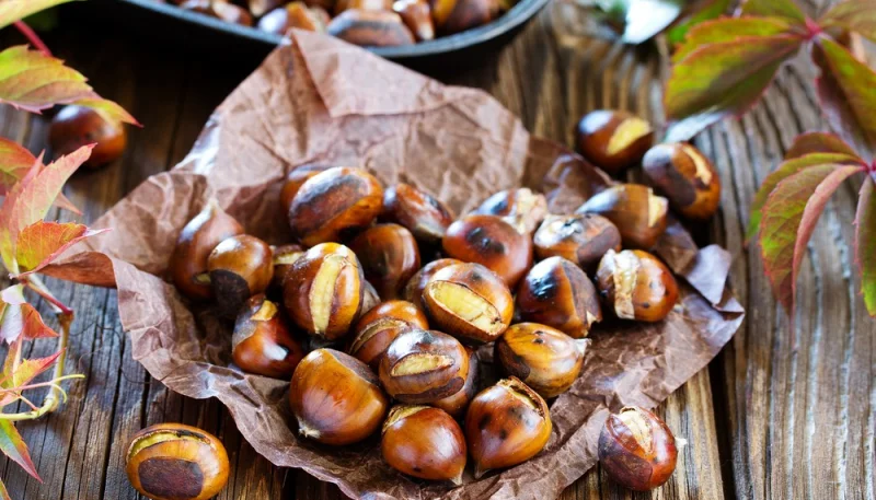 Marrons cuits au four