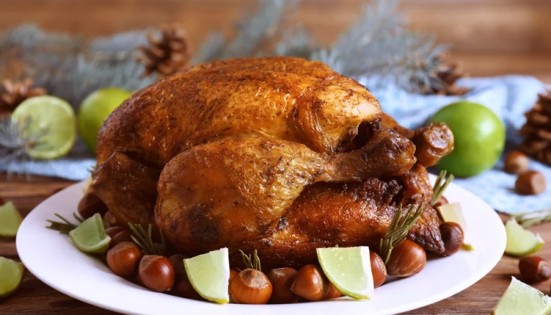 Chapon aux marrons et champignons