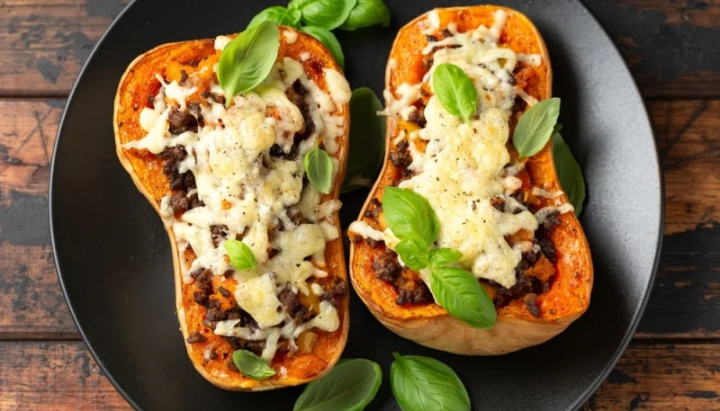 Butternut farci à la bolognaise