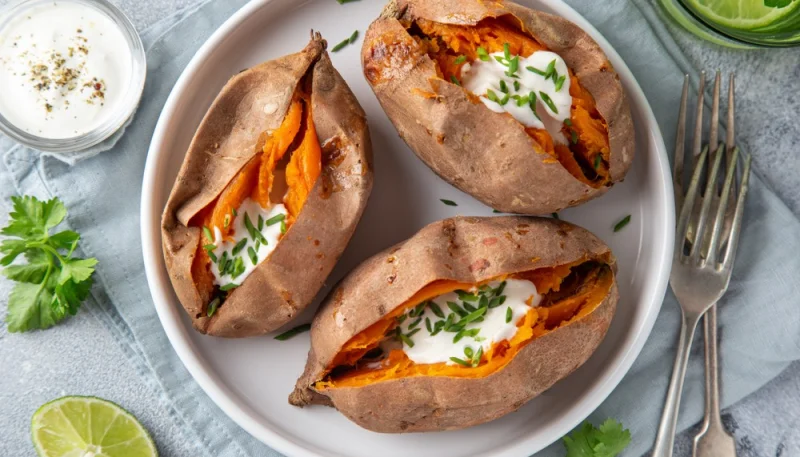 Patates douces rôties à la raclette