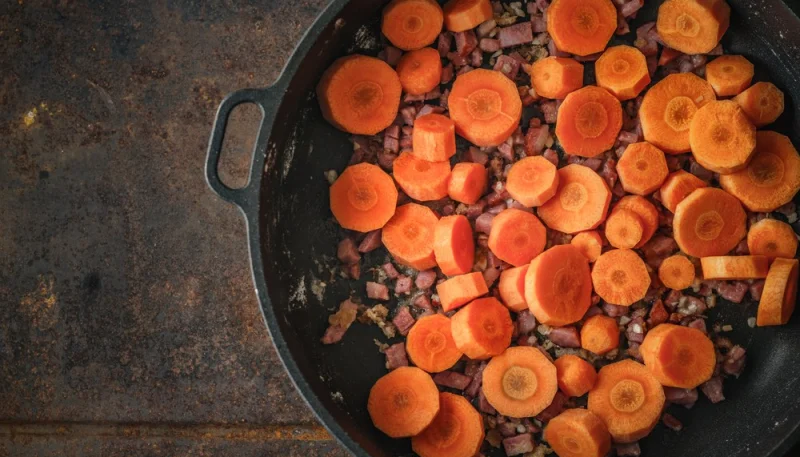Poêlée de carottes aux lardons