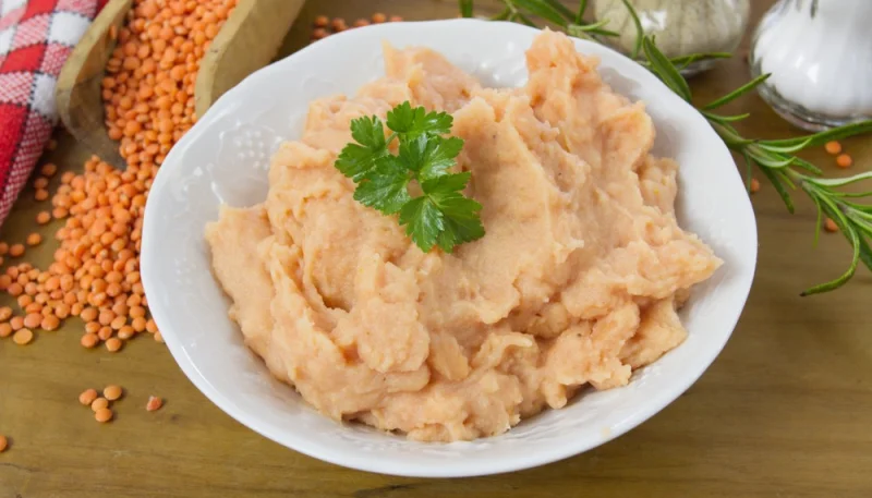 Purée de lentilles corail au lait de coco
