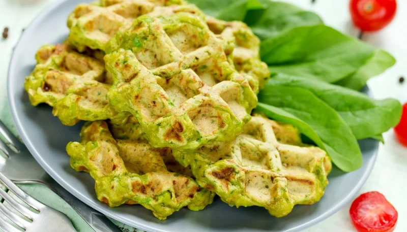 Gaufres salées au parmesan et aux épinards