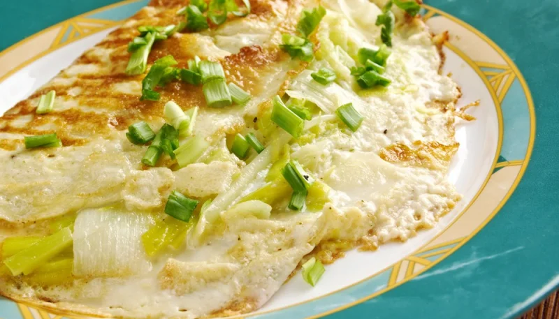 Omelette aux poireaux