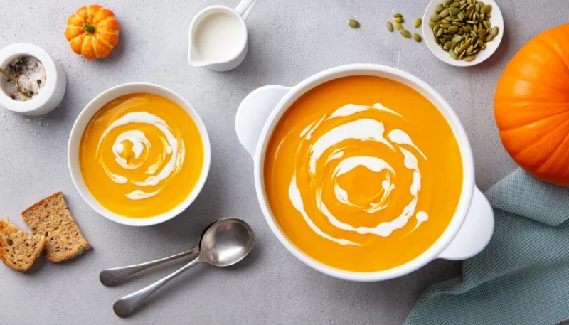Soupe crémeuse de potiron à la noix de muscade