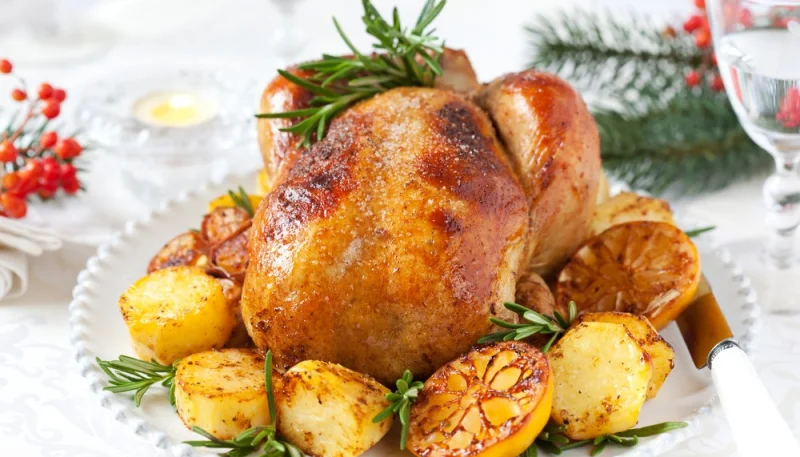 Poulet rôti au citron et au romarin