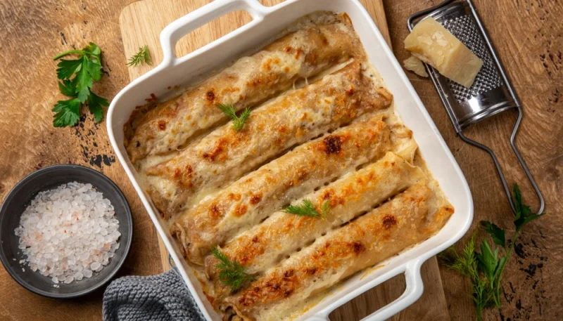 Crêpes fourrées aux champignons