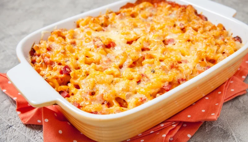 Gratin de macaronis au jambon
