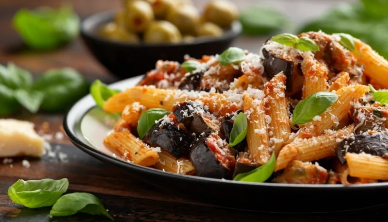 Penne aux aubergines et parmesan