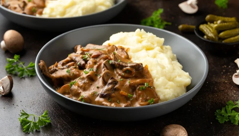 Bœuf stroganoff aux champignons