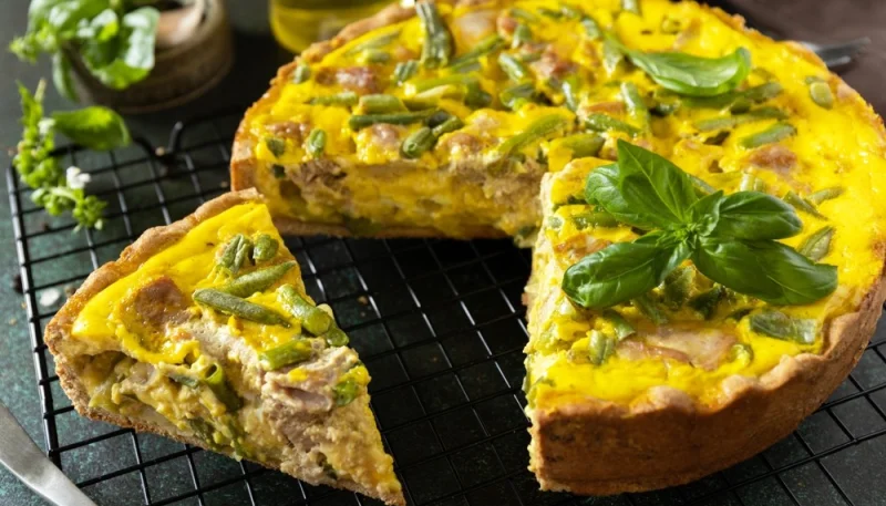 Quiche aux haricots verts et jambon