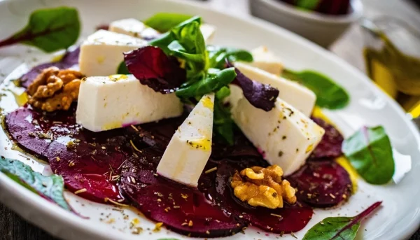 Carpaccio de betterave à la feta et noix