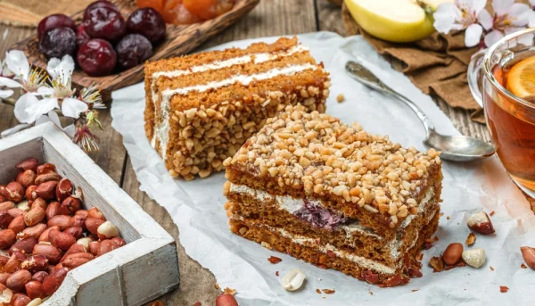 Gâteau au biscuit au miel et crème onctueuse