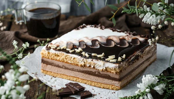 Gâteau mousse au chocolat avec glaçage brillant