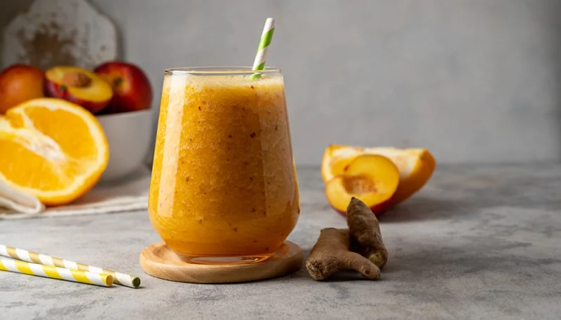 Smoothie vitaminé aux oranges et pêches