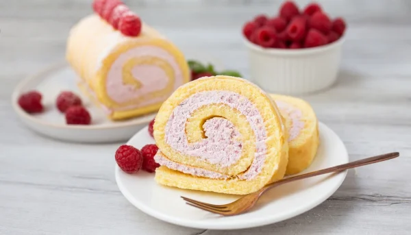 Gâteau roulé à la confiture de framboises